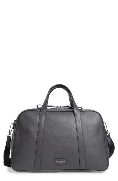 Shop Ted Baker Traves Leather Duffle Bag In Grey