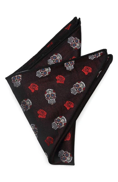 Shop Cufflinks, Inc Sugar Skull Silk Pocket Square In Black