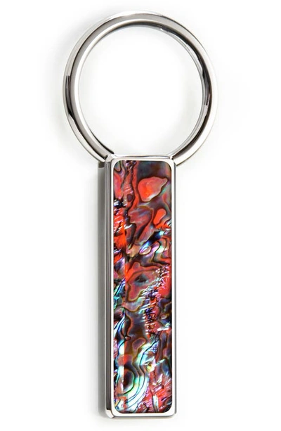 Shop M-clipr Orange Abalone Key Chain In Silver / Brown