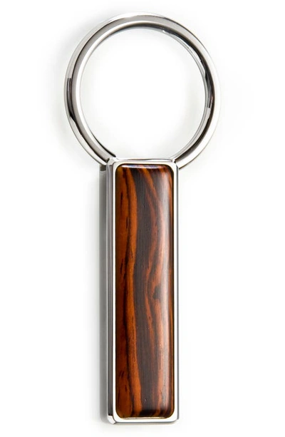 Shop M-clipr Cocoblo Wood Key Chain In Silver / Brown