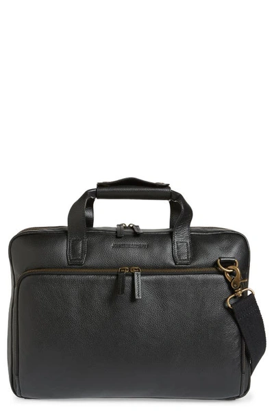 Shop Johnston & Murphy Leather Portfolio Briefcase In Black Pebbled Leather