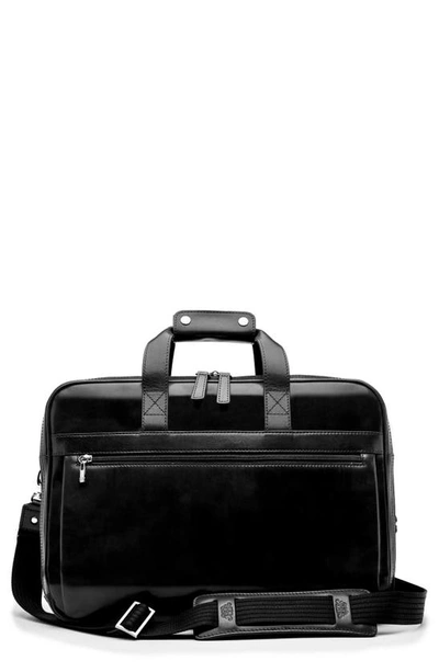 Shop Bosca Stringer Leather Satchel In Black