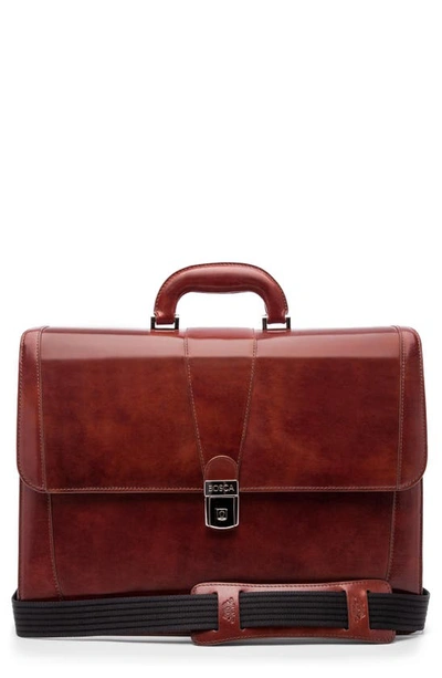 Bosca Leather Double Gusset Briefcase In Dark Brown | ModeSens