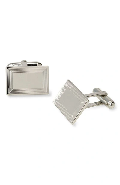David Donahue Engraved Sterling Silver Cufflinks In Silver