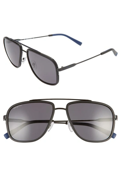 Shop Ferragamo 57mm Navigator Sunglasses In Black