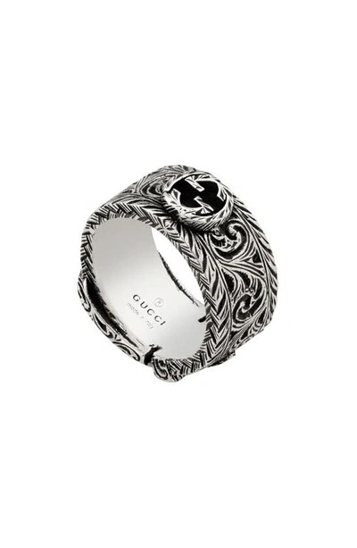 Shop Gucci Interlocking G Band Ring In Sterling Silver