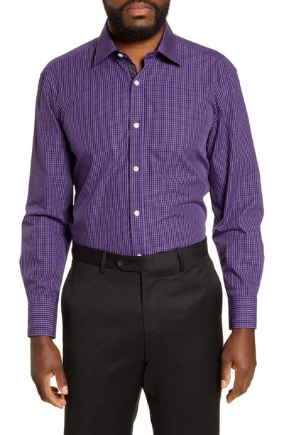 Shop English Laundry Trim Fit Check Dress Shirt In Purple