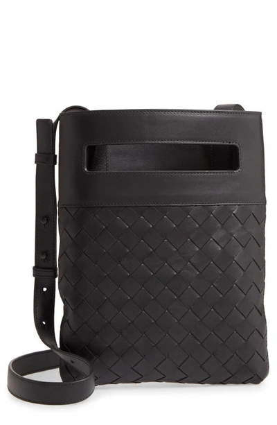 Bottega Veneta Men's Duo Intrecciato Leather Crossbody Bag, Dk.Brn/Bei, Men's, Crossbody Bags Messenger Bags & Camera Bags