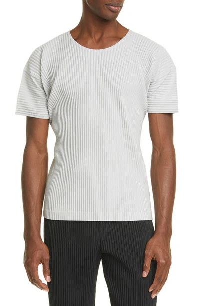 Shop Issey Miyake Pleated T-shirt In 11 Light Gray