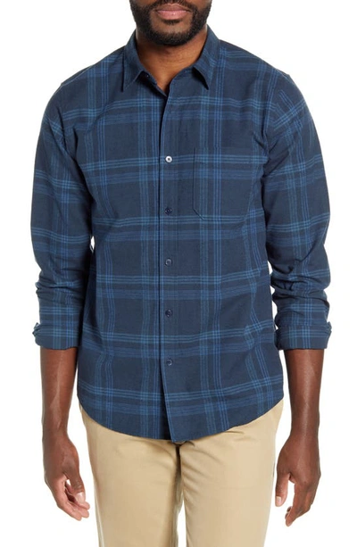 Shop Frame Plaid Button-up Flannel Shirt In Navy Multi