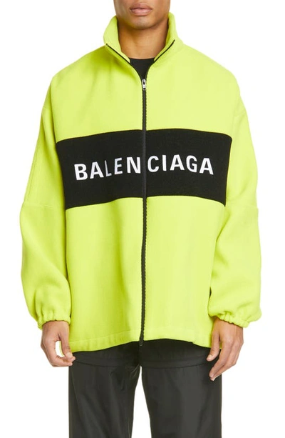 Shop Balenciaga Logo Jacket In Fluo Yellow