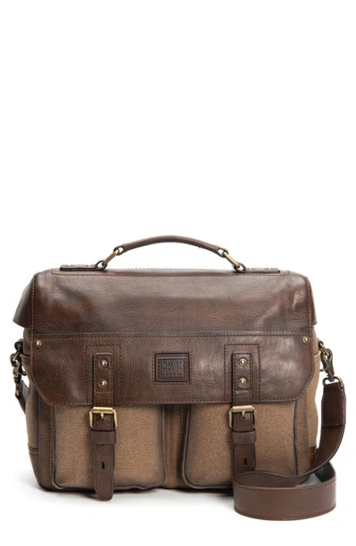 Shop Frye Ethan Canvas & Leather Briefcase In Brown