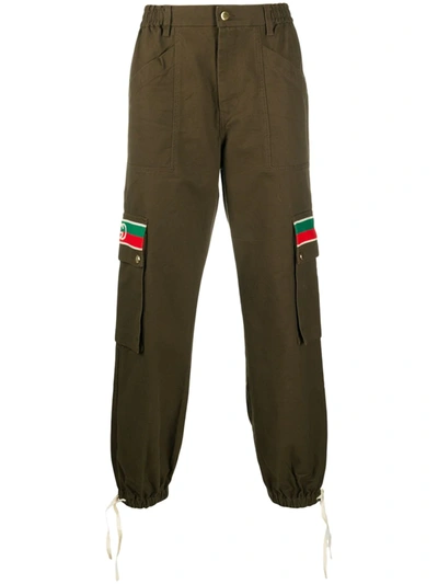Shop Gucci Web-detail Cargo Trousers In Black