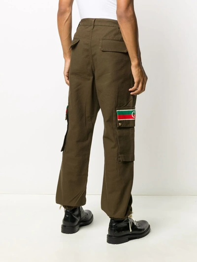 Shop Gucci Web-detail Cargo Trousers In Black