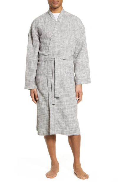 Shop Majestic Ombre Heathered Waffle Knit Robe In Grey