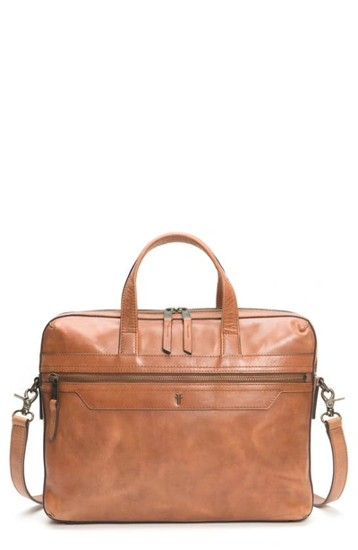 Shop Frye Holden Slim Leather Briefcase In Whiskey