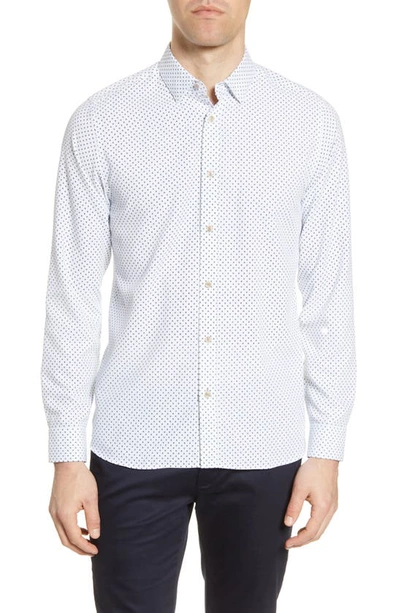 Shop Ted Baker Geo Print Slim Fit Button-up Shirt In White