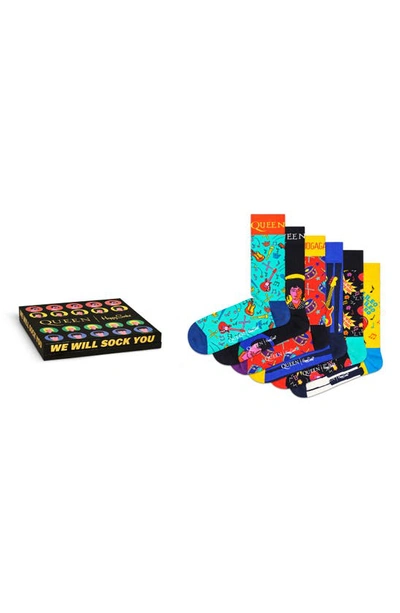 Shop Happy Socks X Queen 6-pack Sock Gift Box In Multi