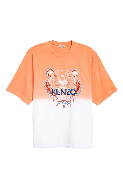 Shop Kenzo Dip Dye Tiger Embroidered Graphic Tee In 16 Deep Orange