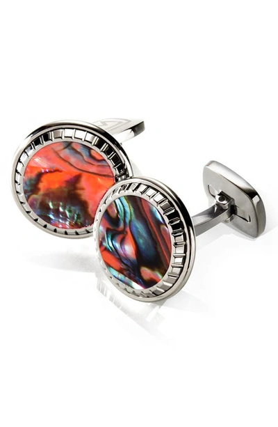 Shop M-clipr Abalone Cuff Links In Orange