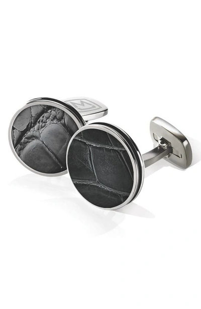 Shop M-clipr Alligator Cuff Links In Stainless Steel/ Black