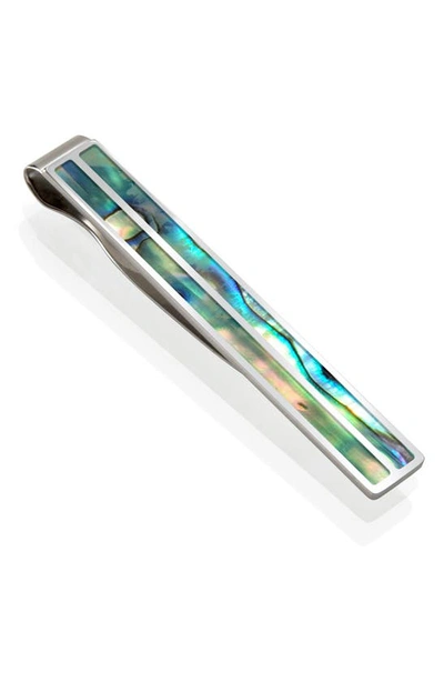 Shop M-clipr Abalone Tie Clip In Silver/ Green/ Blue