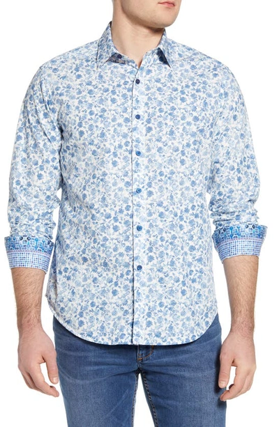 Shop Robert Graham Edeweiss Classic Fit Floral Button-up Shirt In White