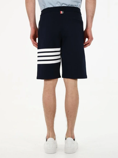 Thom Browne Blue Crewneck Sweater With Logo Patch And Rwb Detail In Cotton In Blue