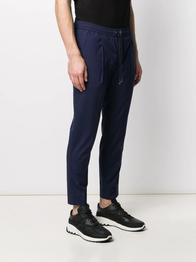 Shop Moncler Tapered Trousers With Drawstring In Blue