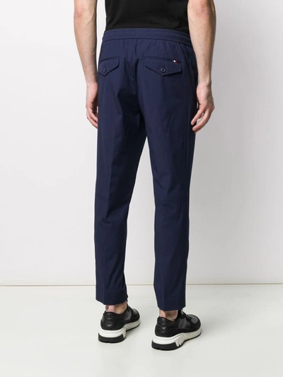 Shop Moncler Tapered Trousers With Drawstring In Blue