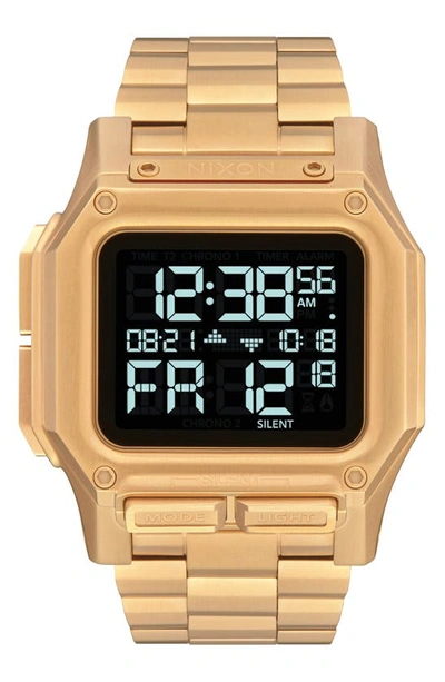 Shop Nixon Regulus Digital Bracelet Watch, 46mm In Gold/ Black/ Gold