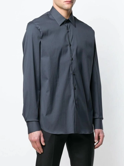 Shop Prada Classic Collar Plain Shirt In Fumo