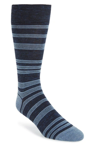 Shop Cole Haan Stripe Socks In Blue Rain Heather