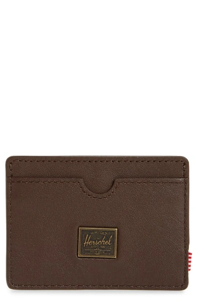 Shop Herschel Supply Co Charlie Rfid Leather Card Case In Brown