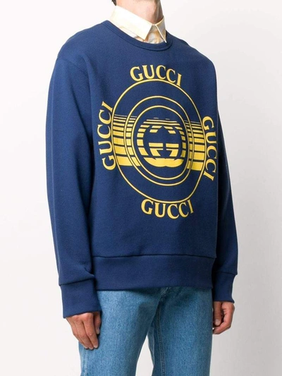 Shop Gucci Interlocking G Logo Print Sweatshirt In Silver