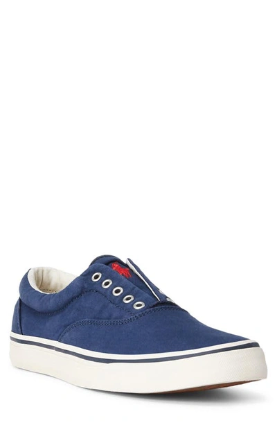 Shop Polo Ralph Lauren Thorton V Sneaker In Newport Navy Canvas