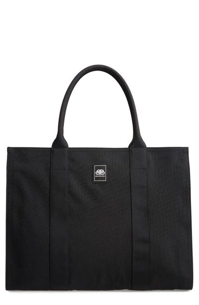 Shop Balenciaga Trade East West Large Recycled Nylon Tote Bag In Black