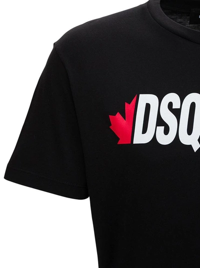 Shop Dsquared2 Cotton T-shirt With Logo Print In Black