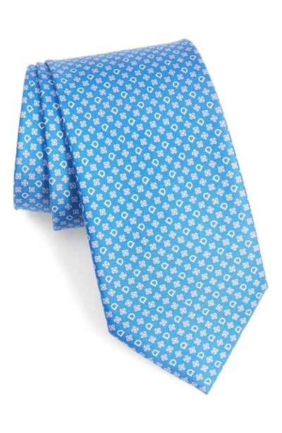 Shop Ferragamo Micro Geo Print Silk Tie In Light Blue