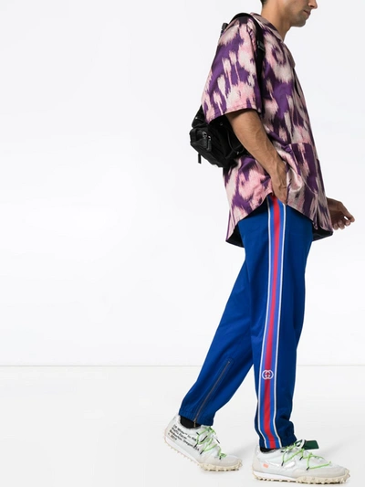 Shop Gucci Striped Chino Track Pants In Nero