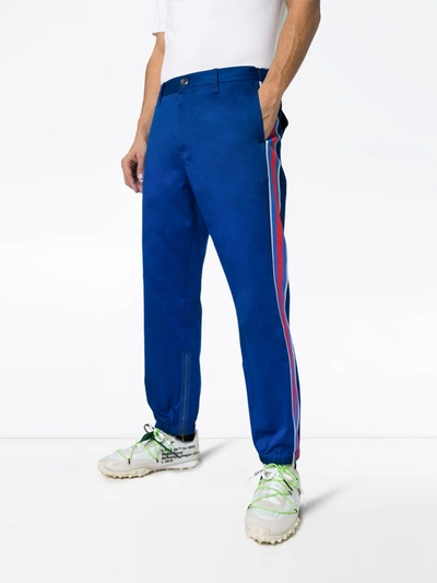 Shop Gucci Striped Chino Track Pants In Nero