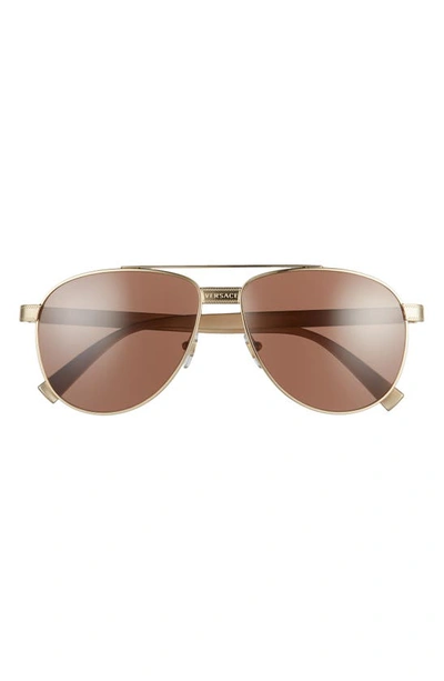 Shop Versace Phantos 58mm Aviator Sunglasses In Gold