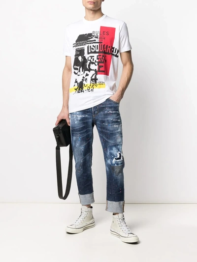 Shop Dsquared2 Turn-up Hem Ripped Jeans In White
