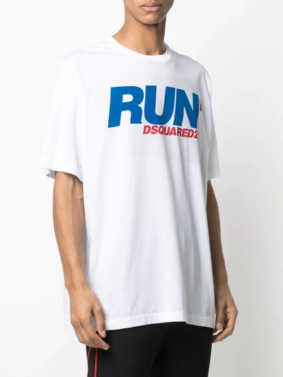 Shop Dsquared2 Run-print Short-sleeve T-shirt In Nero Bianco