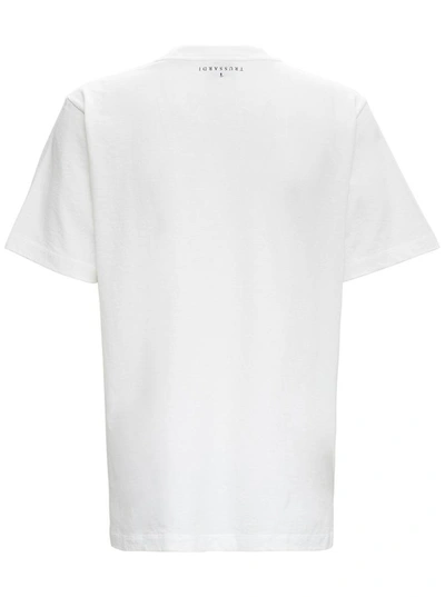 Shop Trussardi Oversized Cotton T-shirt With Print In White