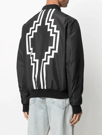 Shop Marcelo Burlon County Of Milan Marcelo Burlon Embroidered Logo Bomber Jacket In Black White