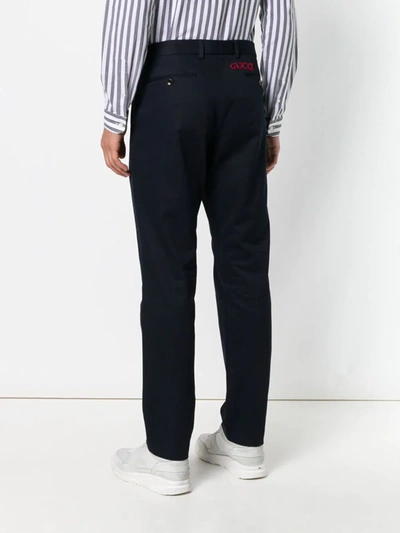 Shop Gucci Twill Straight-leg Trousers In Blu