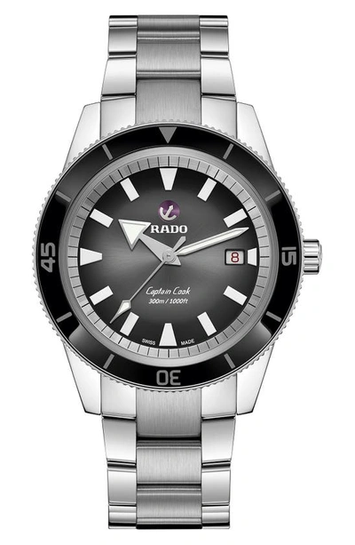Shop Rado Captain Cook Automatic Bracelet Watch, 42mm In Silver/black/silver