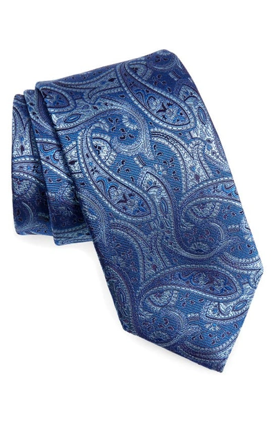 Shop David Donahue Paisley Silk Tie In Blue