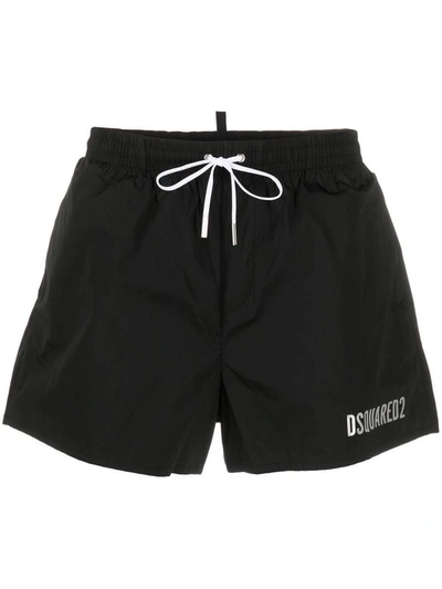Shop Dsquared2 Icon Print Swim Shorts In Black